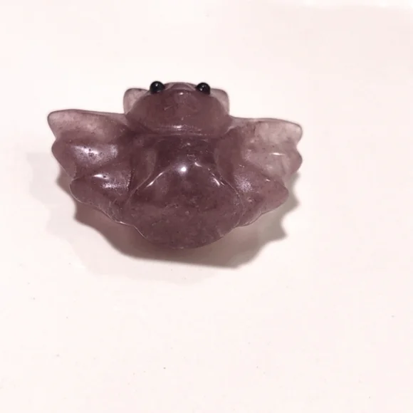 Strawberry Quartz Bat Carving Crystal Imperfections color Variations 1x1.5 - Picture 6 of 9